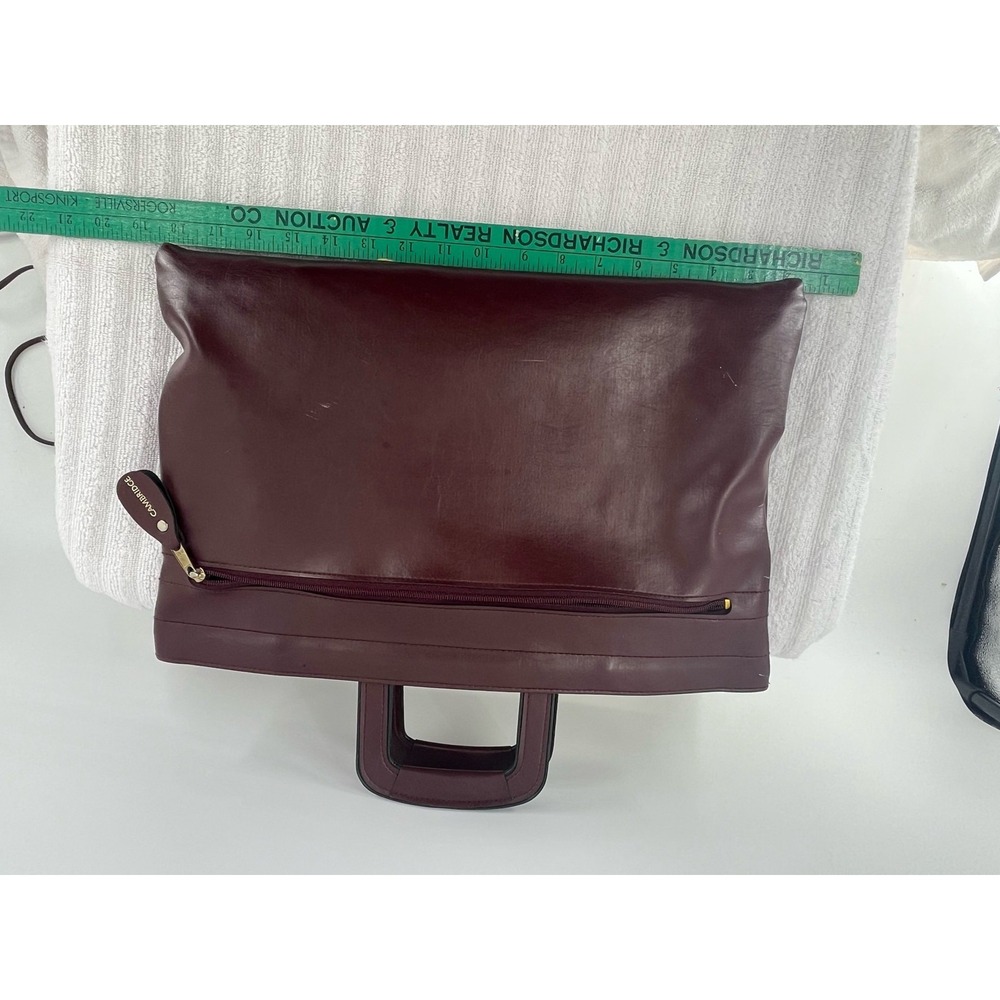 Cambridge Burgundy Leather Portfolio Briefcase Slim Document Carrier Handle Bag